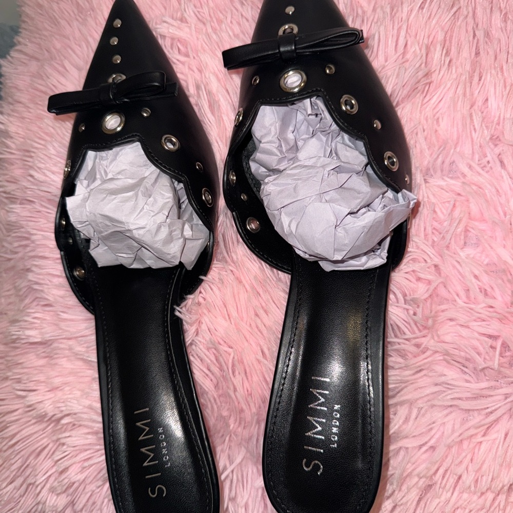 Simmi London Black Studded Women's Mules